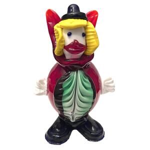 Murano Glass Circus Clown Figurine 7" Ball Belly Fratelli Pitau Studio Art Italy